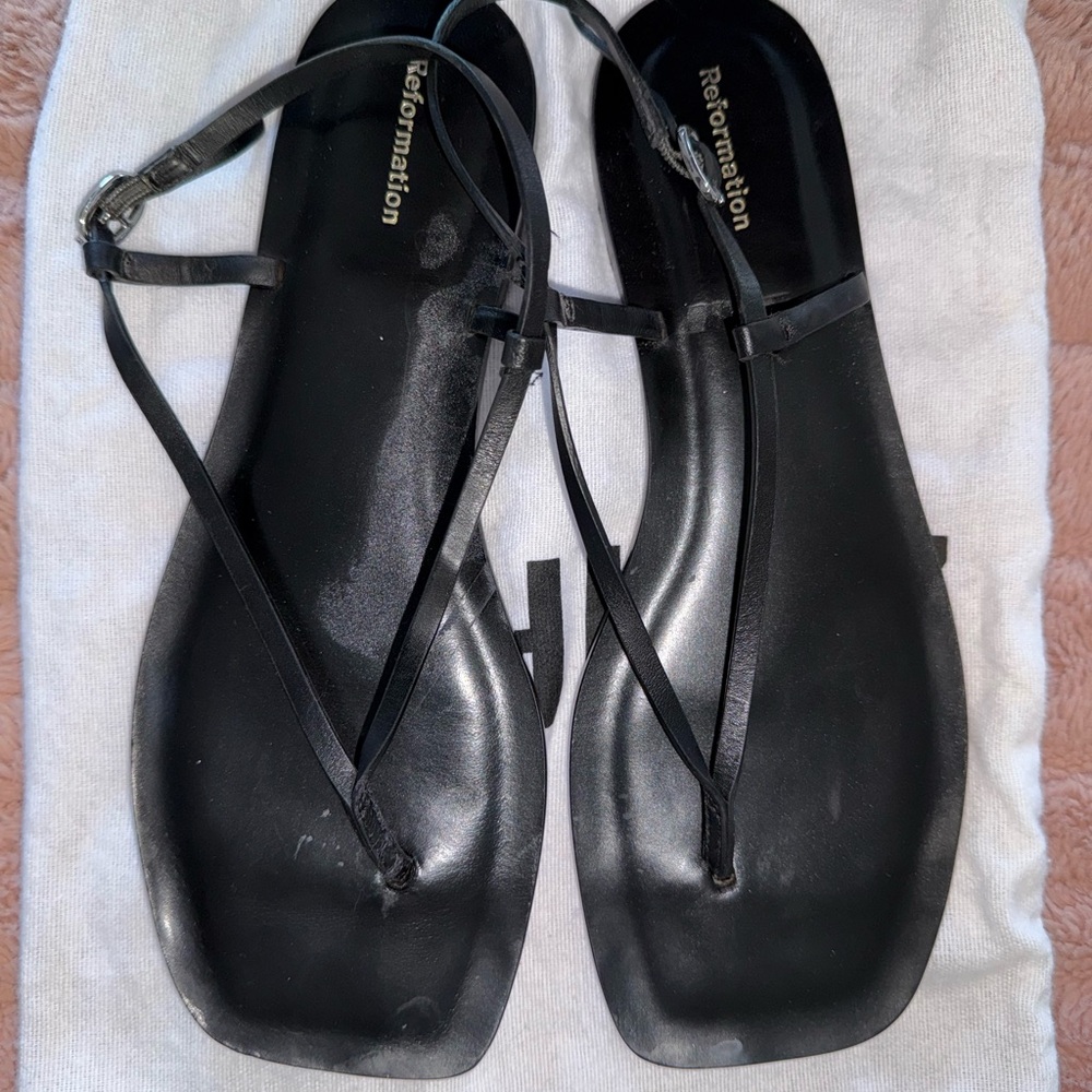 Reformation Black Minimalist Sandals